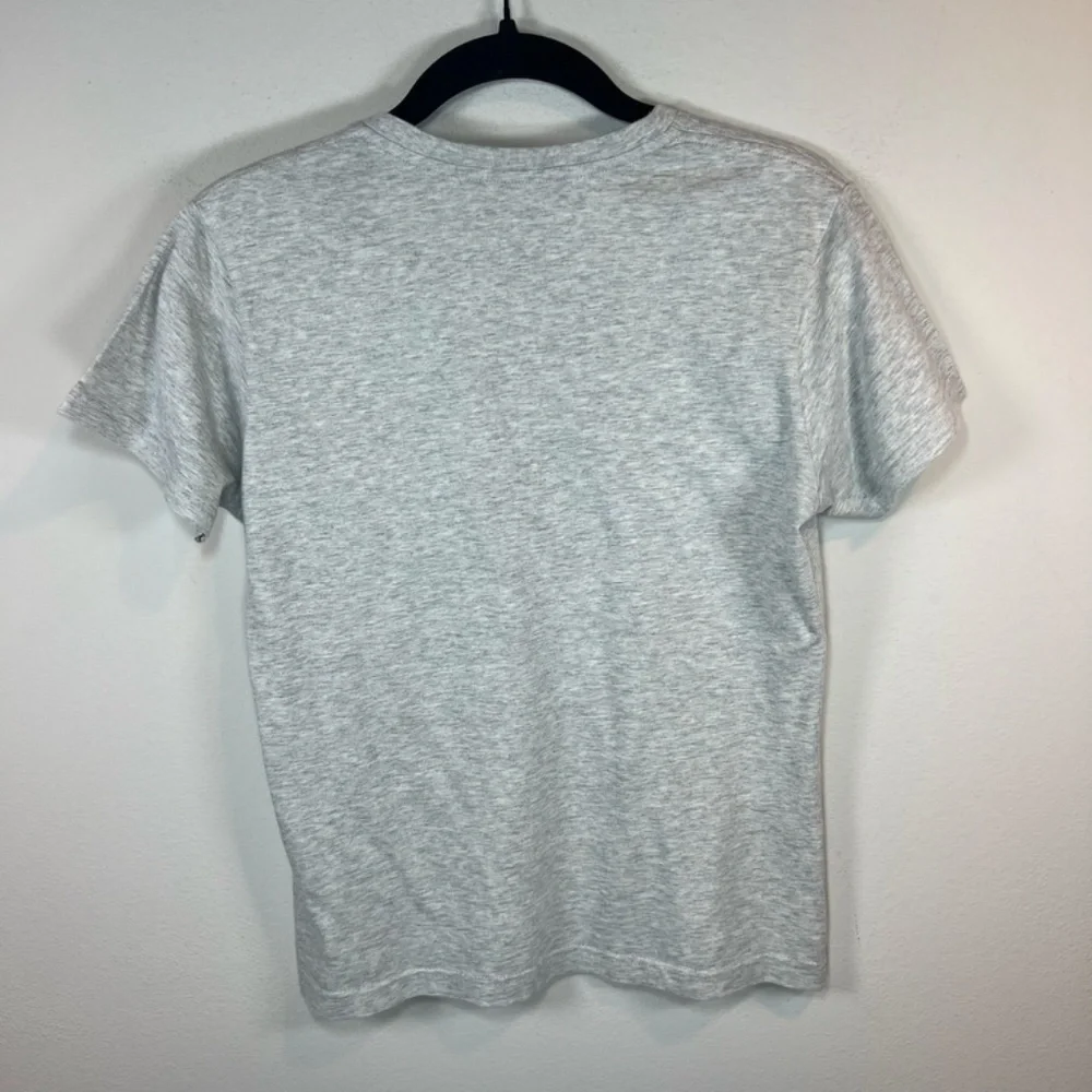 Ralph Lauren Sport V-Neck T-Shirt Heather Gray White Pony Logo Girls Size Medium